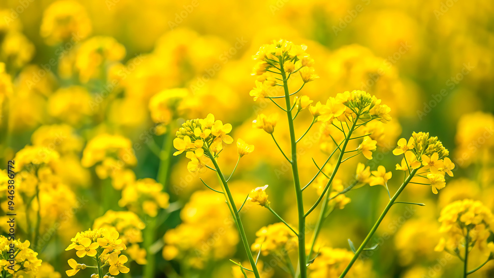 Yellow rapeseed field in the field and picturesque sky with white clouds. Blooming yellow canola flower meadows. Rapeseed crop in Ukraine. Yellow rapeseed field in the field and picturesque sky with white clouds. Blooming yellow canola flower meadows. Rapeseed crop in Ukraine.