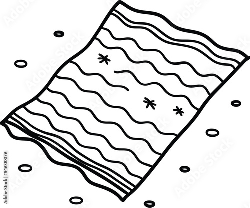 A towel turned into a playful coloring book full of whimsical patterns for endless fun
