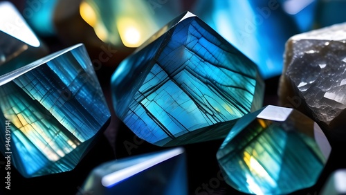 Background of natural labradorite crystals. photo