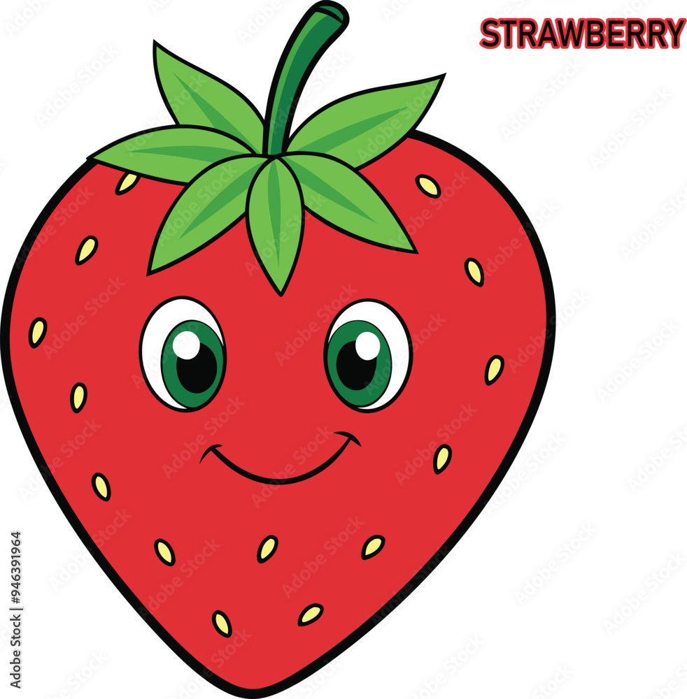 Obraz premium strawberry fruits cartoon vector art illustration design