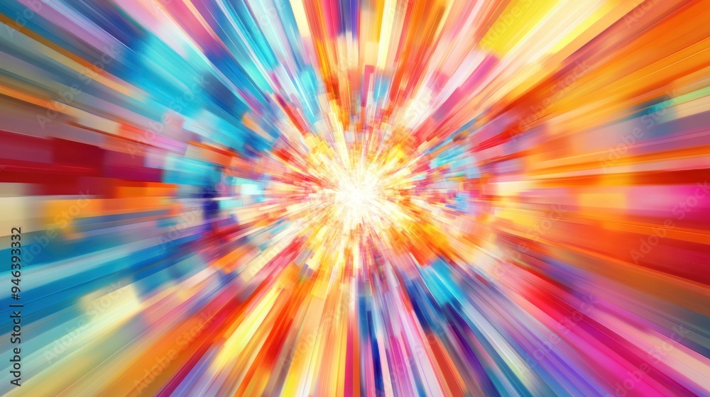 Abstract Colorful Radial Lines Converging to a Bright Center Abstract Colorful Radial Lines Converging to a Bright Center