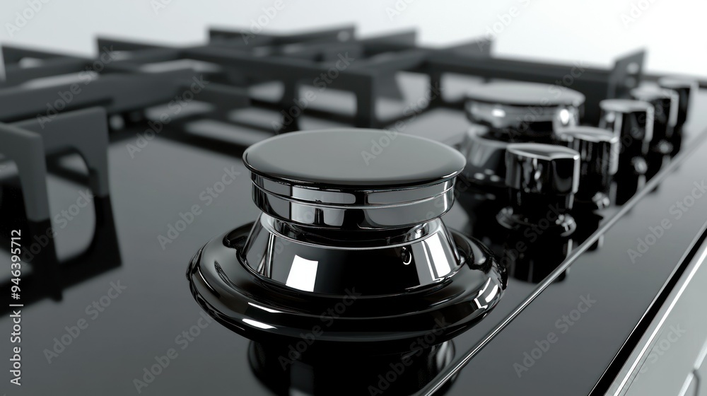 Close-up of a Shiny Stovetop Knob