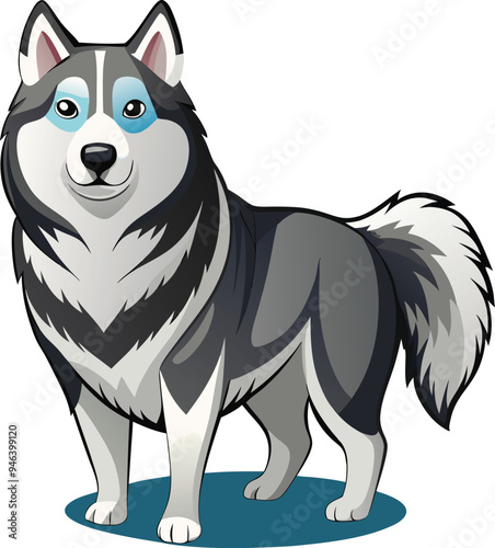 Alaskan Malamute Dog Vector, Clipart