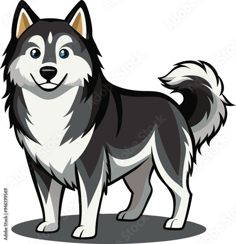 Alaskan Malamute Dog Vector, Clipart