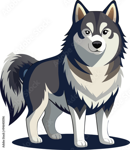Alaskan Malamute Dog Vector, Clipart