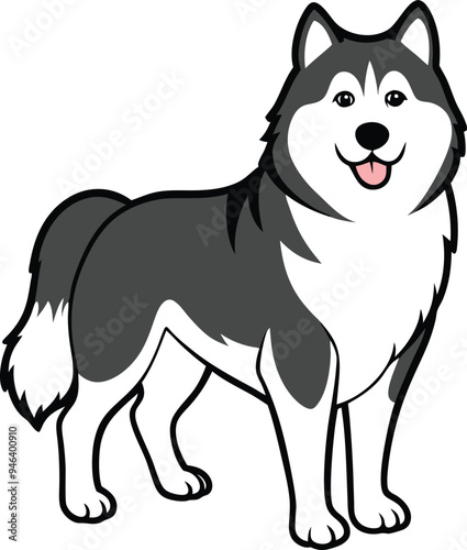 Alaskan Malamute Dog Vector, Clipart
