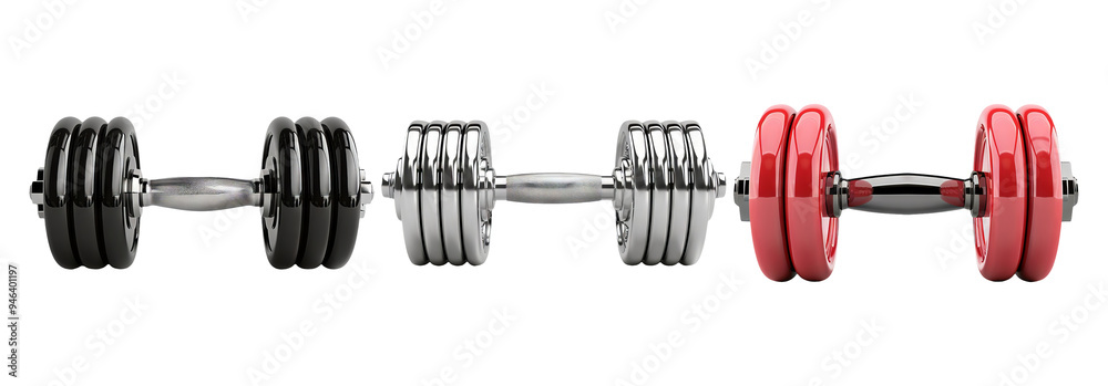 Adjustable dumbbells set isolated on transparent background