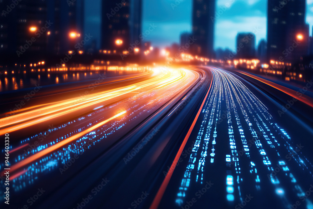 Dynamic cityscape at dusk with vibrant light trails from moving vehicles, showcasing urban life and the beauty of speed. Dynamic cityscape at dusk with vibrant light trails from moving vehicles, showcasing urban life and the beauty of speed.