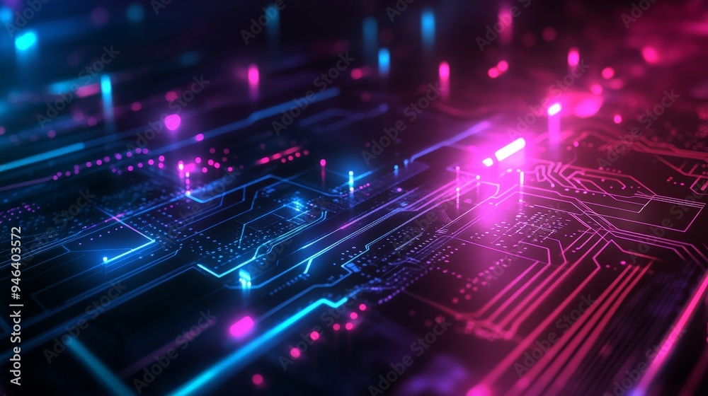 Futuristic circuit board background, glowing neon lines, dark backdrop, hi-tech feel Futuristic circuit board background, glowing neon lines, dark backdrop, hi-tech feel