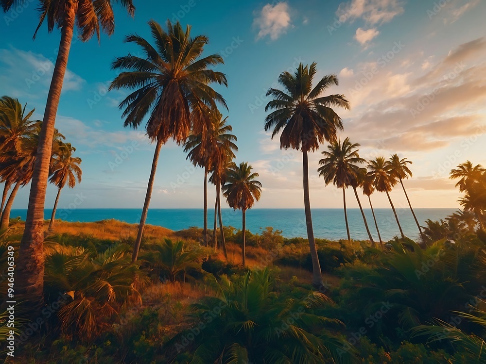 Majestic Palm Trees Under a Vibrant Sky Majestic Palm Trees Under a Vibrant Sky