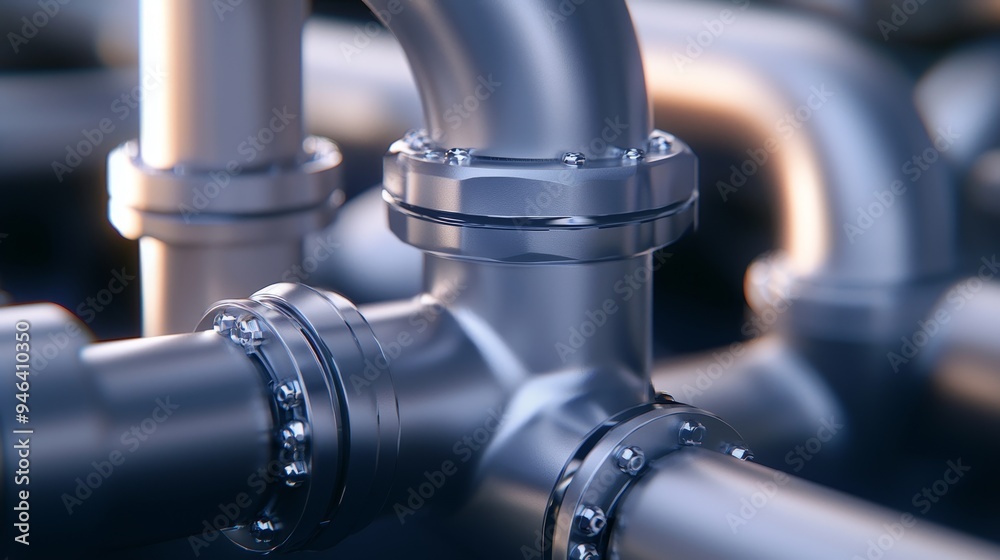 Detailed close-up of an ethylene cooling system, showcasing the intricate network of pipes and cooling coils Detailed close-up of an ethylene cooling system, showcasing the intricate network of pipes and cooling coils