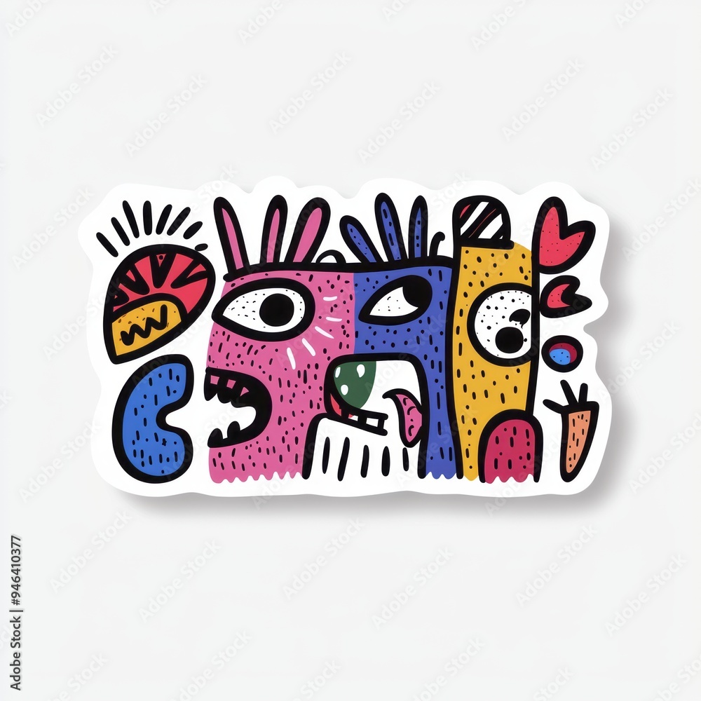 Obraz premium Colorful abstract characters come alive in a playful, imaginative urban setting
