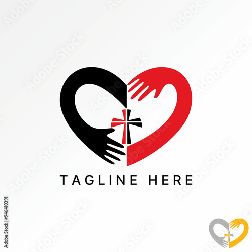 Logo design graphic concept abstract creative premium vector stock swoosh hands hug love church pray ministry faith Related christian catholic baptism