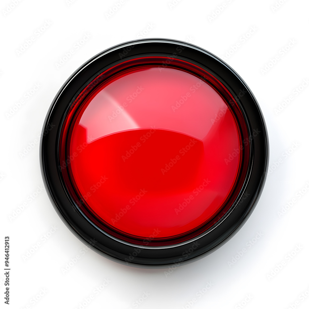 Top view red light round button isolated on white background Top view red light round button isolated on white background