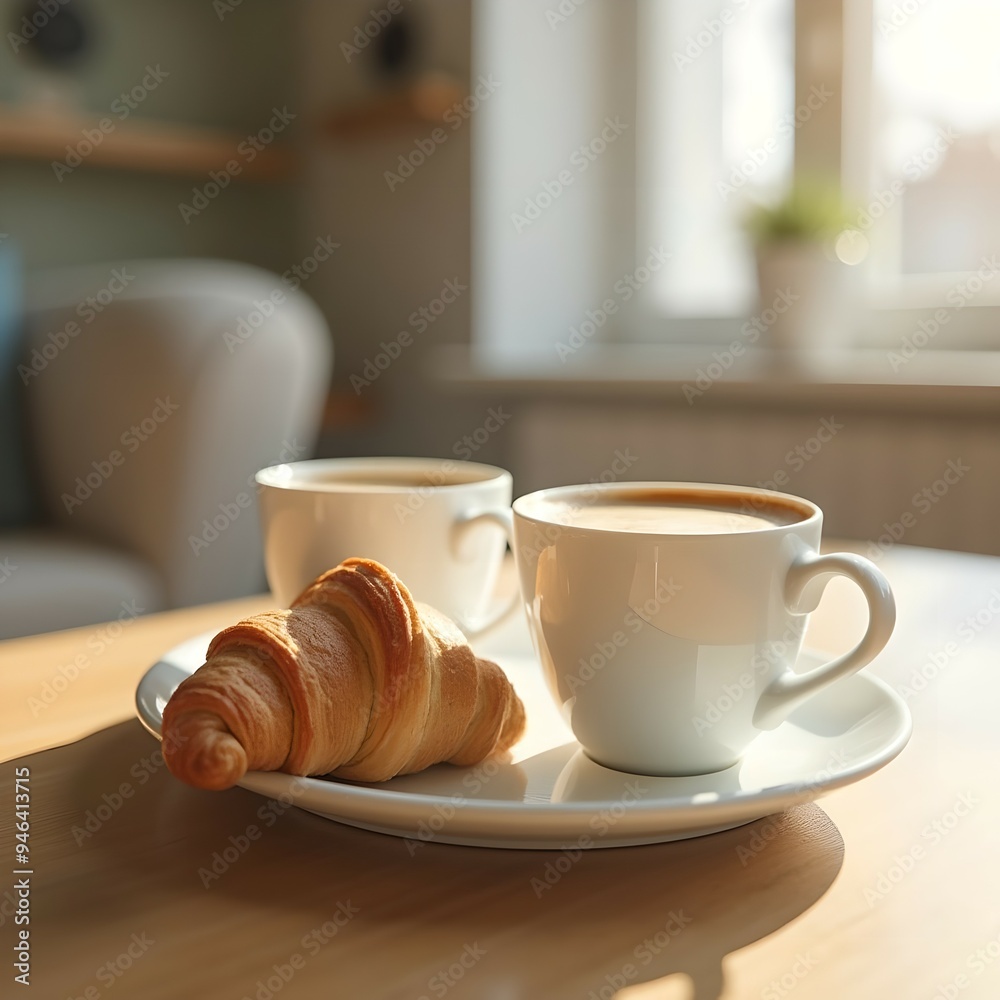 coffee and croissant coffee and croissant