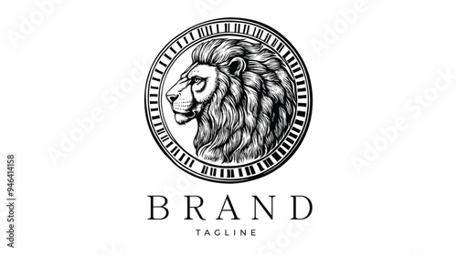 hand drawn luxury elegant lion logo design template for business brand branding company