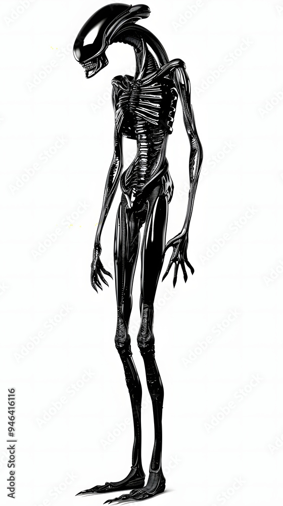2d character design of alien illustration png black drawing on white ...