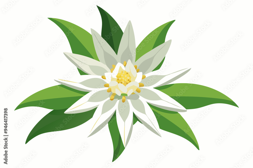 Edelweiss, watercolor clipart illustration with isolated background.
Edelweiss, watercolor clipart illustration with isolated background.