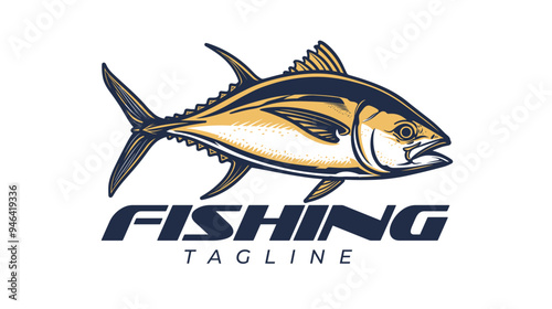 hand drawn tuna logo design for fishing company brand business