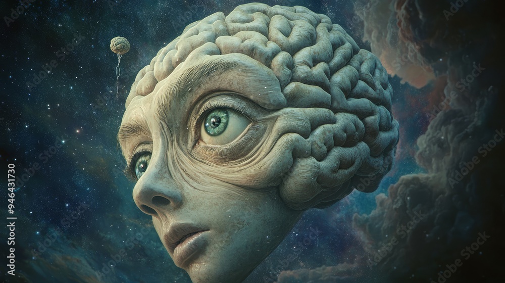 the brain with eyes is hanging in the air the brain with eyes is hanging in the air