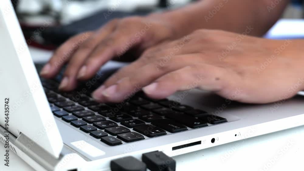 4K Video Close-Up of Hands Typing on Laptop, Remote Work from Home with Internet, Enhancing Work Efficiency with Technology and Communication Tools 4K Video Close-Up of Hands Typing on Laptop, Remote Work from Home with Internet, Enhancing Work Efficiency with Technology and Communication Tools