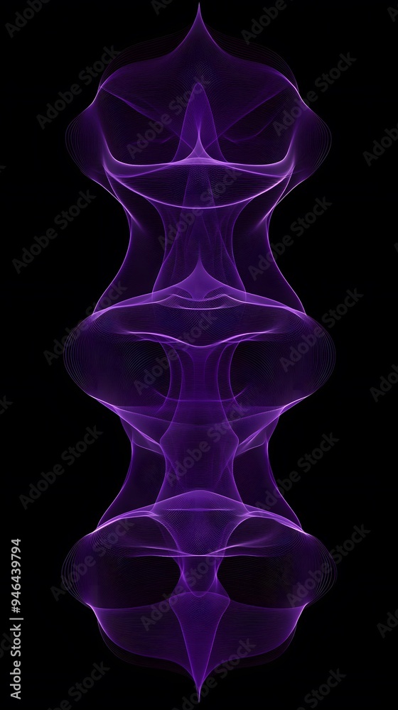 Purple Radio Frequency Waves on Black Background, Abstract Image, Texture, Pattern Background, Wallpaper, Cover and Screen of Smartphone, PC, Laptop, 9:16 and 16:9 Format
