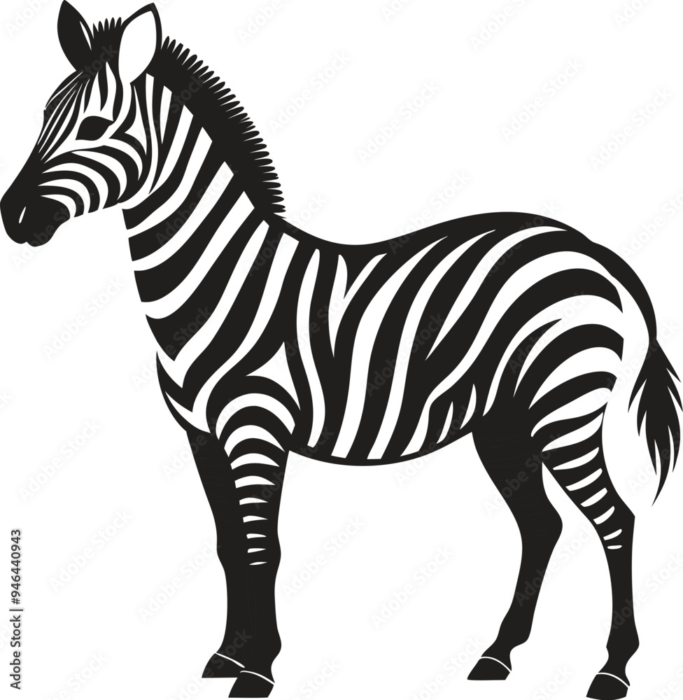 Fototapeta premium A Cute baby Zebra silhouette Vector art , Zebra silhouette art illustration .