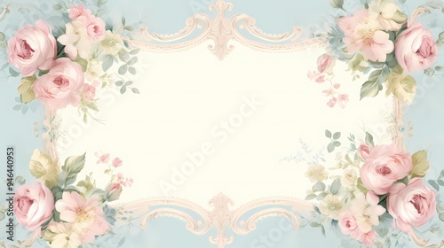 An elegant golden ornate frame with delicate roses suitable for luxury invitations and decor.