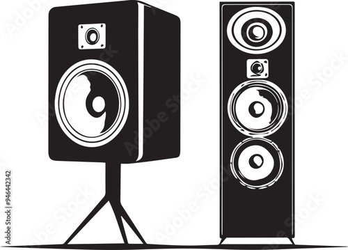Vector image of stereo speakers on a white background