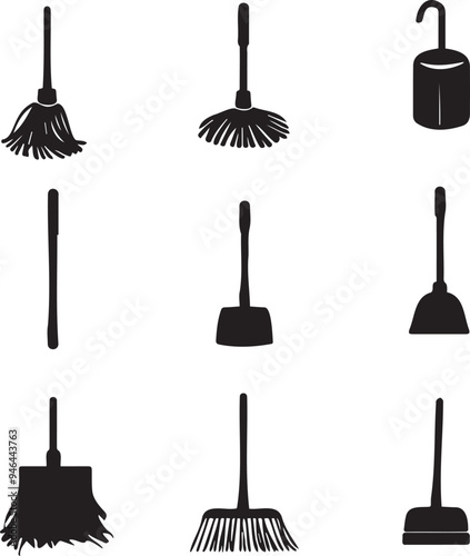 Floor mopping  silhouette on white background 
