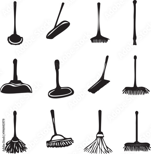 Floor mopping  silhouette on white background 