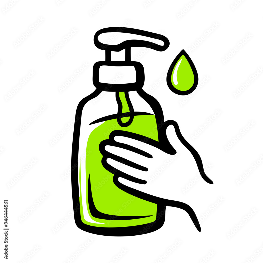 Hand Soap Icon in Flat Style, House Cleaning Theme, Home Chores Concept