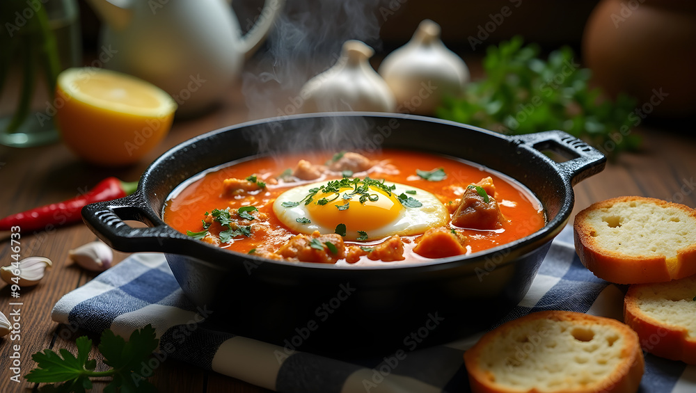 Hearty Homemade Tomato Soup with Egg and Herbs Hearty Homemade Tomato Soup with Egg and Herbs