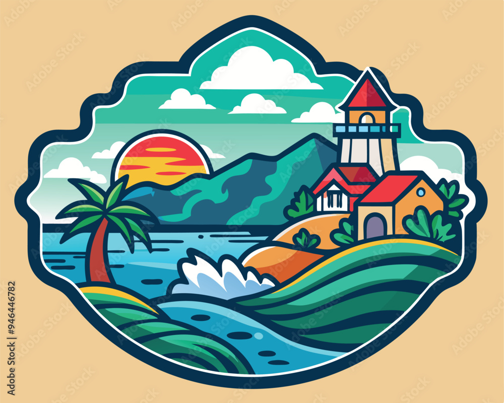 Fun, beach sticker t-shirt design vector illustration Fun, beach sticker t-shirt design vector illustration