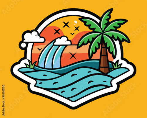 Fun, beach sticker t-shirt design  vector illustration
