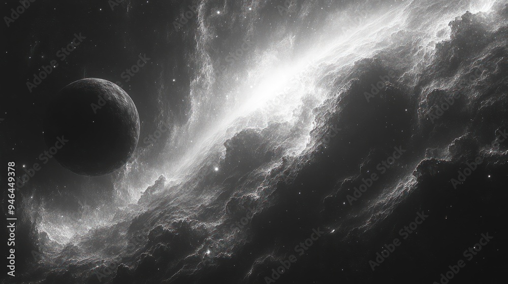 Fototapeta premium Cosmic Nebula with Planet