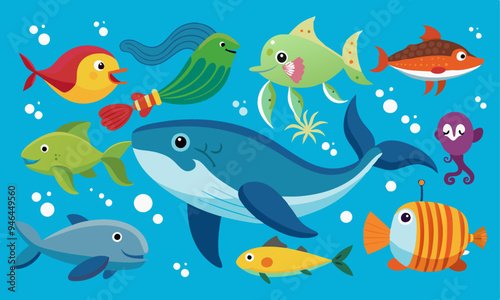 Download Sea Animal Fish Vector Illustrations Svg File For Design.