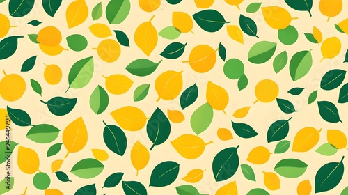 Shapes, Flowers, Leaves, Green and Yellow Florals, Abstract Image, Texture, Pattern Background, Wallpaper, Cover and Screen for Smartphone, PC, Laptop, 9:16 and 16:9 Format