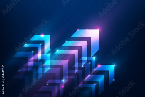 arrow high speed internet network technology background. abstract arrow fast 5g download and upload. vector illustration fantastic technology neon light.