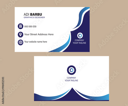 Double-sided creative business card template, modern name card,Business card design template, vertical layout, visiting card, landscape orientation, Vector illustration.
