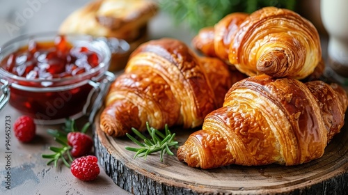 close-up croissant, pastry, culinary art, flavor photo