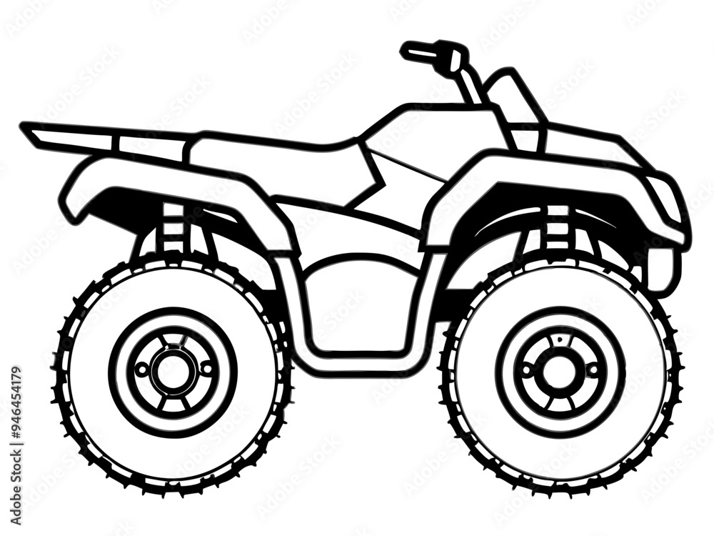 Black ATV on White Background - Vector Art Illustration Black ATV on White Background - Vector Art Illustration