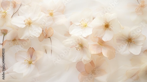 Delicate translucent petals in cream and beige create an ethereal wedding ceremony backdrop