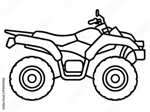 Black ATV on White Background - Vector Art Illustration