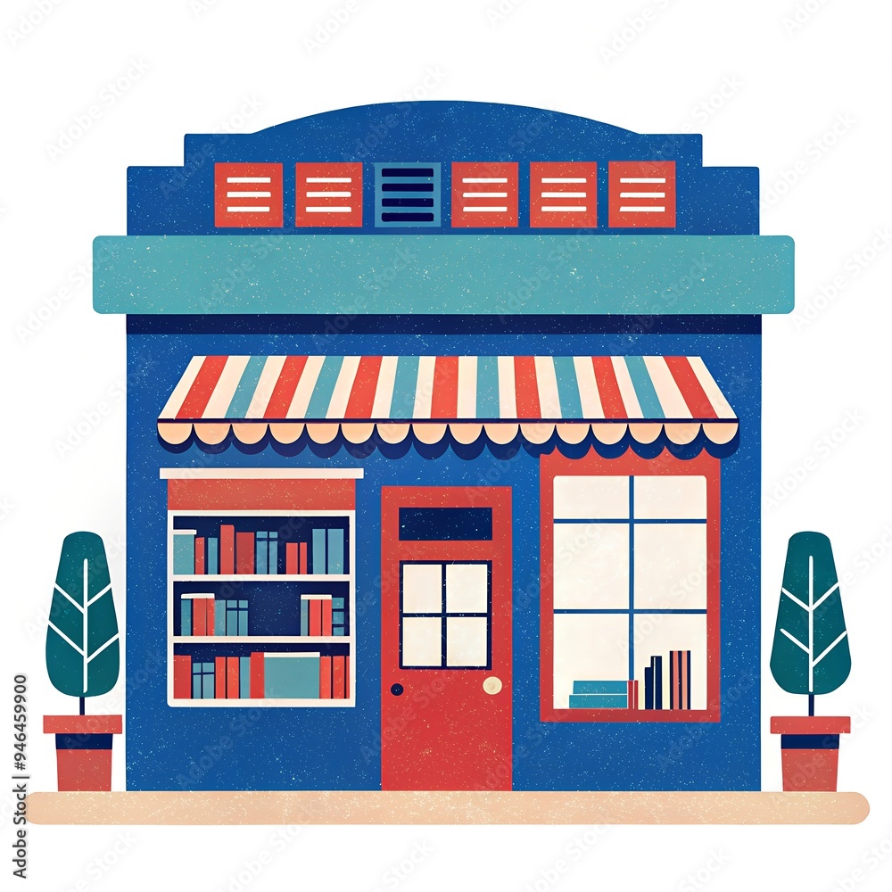 Illustration of a bookstore with awning isolated on white background Illustration of a bookstore with awning isolated on white background
