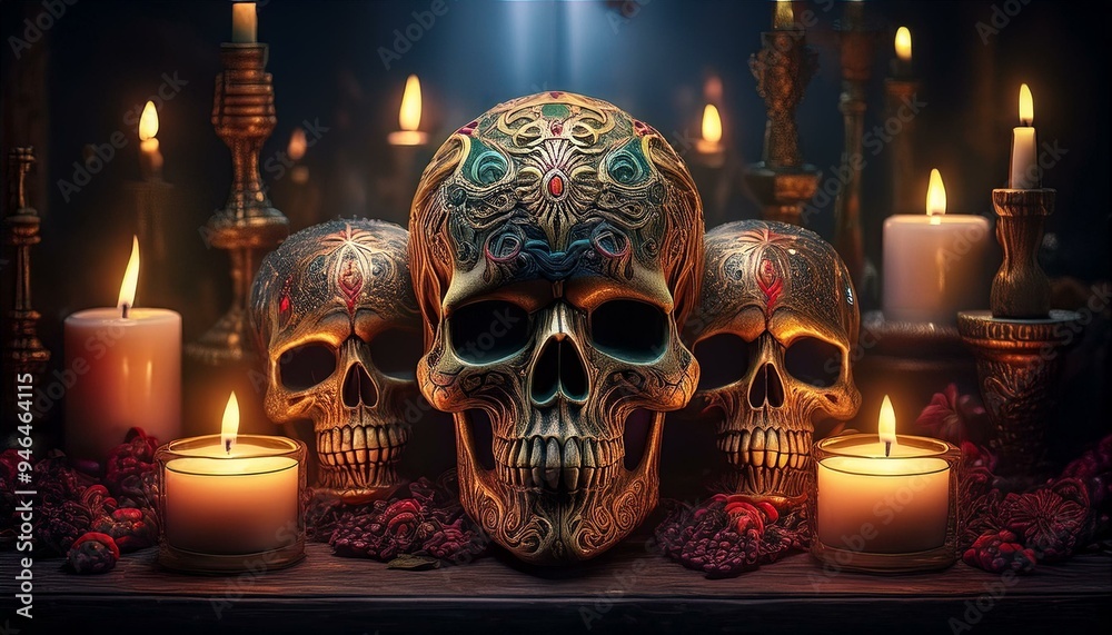 Voodoo skulls and candles Voodoo skulls and candles