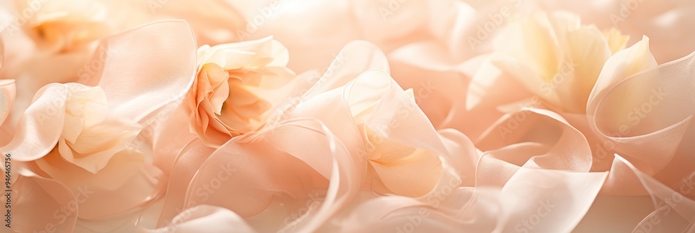 Delicate translucent petals in cream and beige create an ethereal wedding ceremony background Delicate translucent petals in cream and beige create an ethereal wedding ceremony background