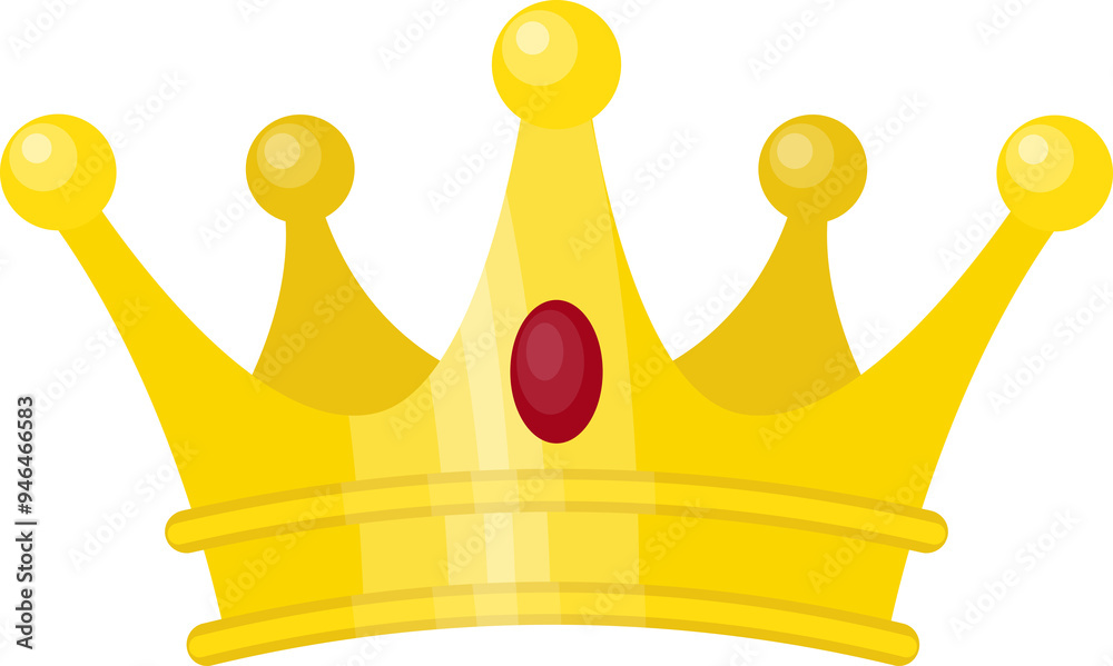 Fotografie Luxury gold king's crown with oval ruby decoration
