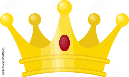 Photos Luxury gold king's crown with oval ruby decoration