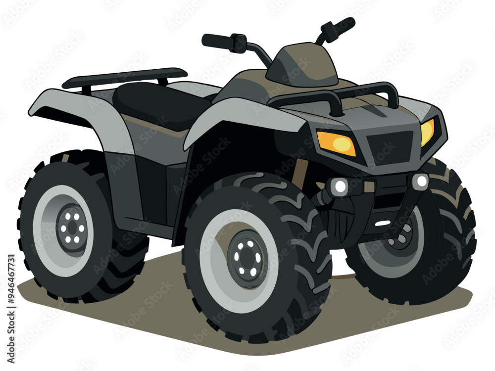 Black ATV on White Background Vector Art Illustration Black ATV on White Background Vector Art Illustration